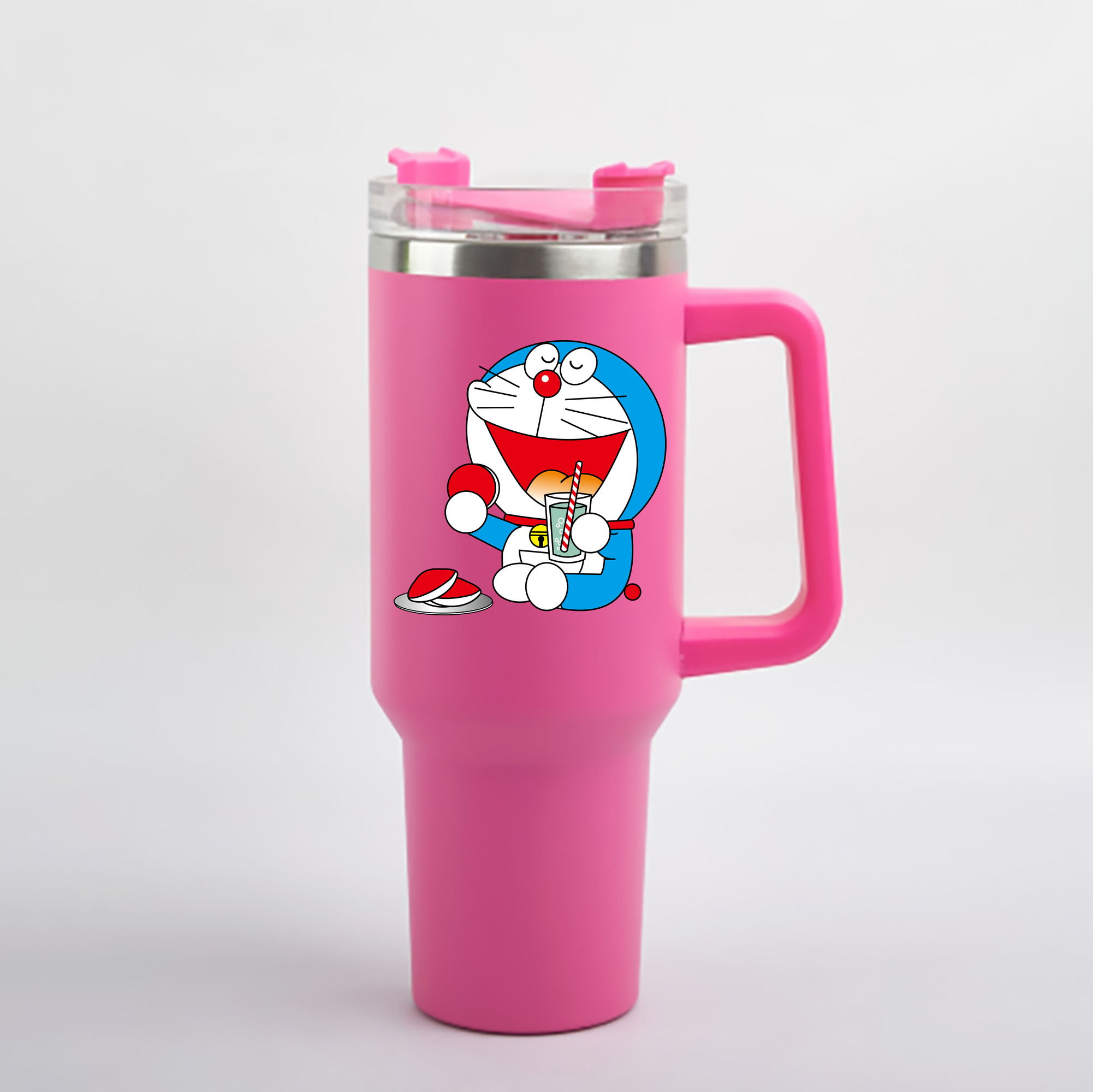 （画像用） ドラえもん Doraemon 1200mL車用タンブラー - クリスタルステッカー（プラスチックストロー付き）